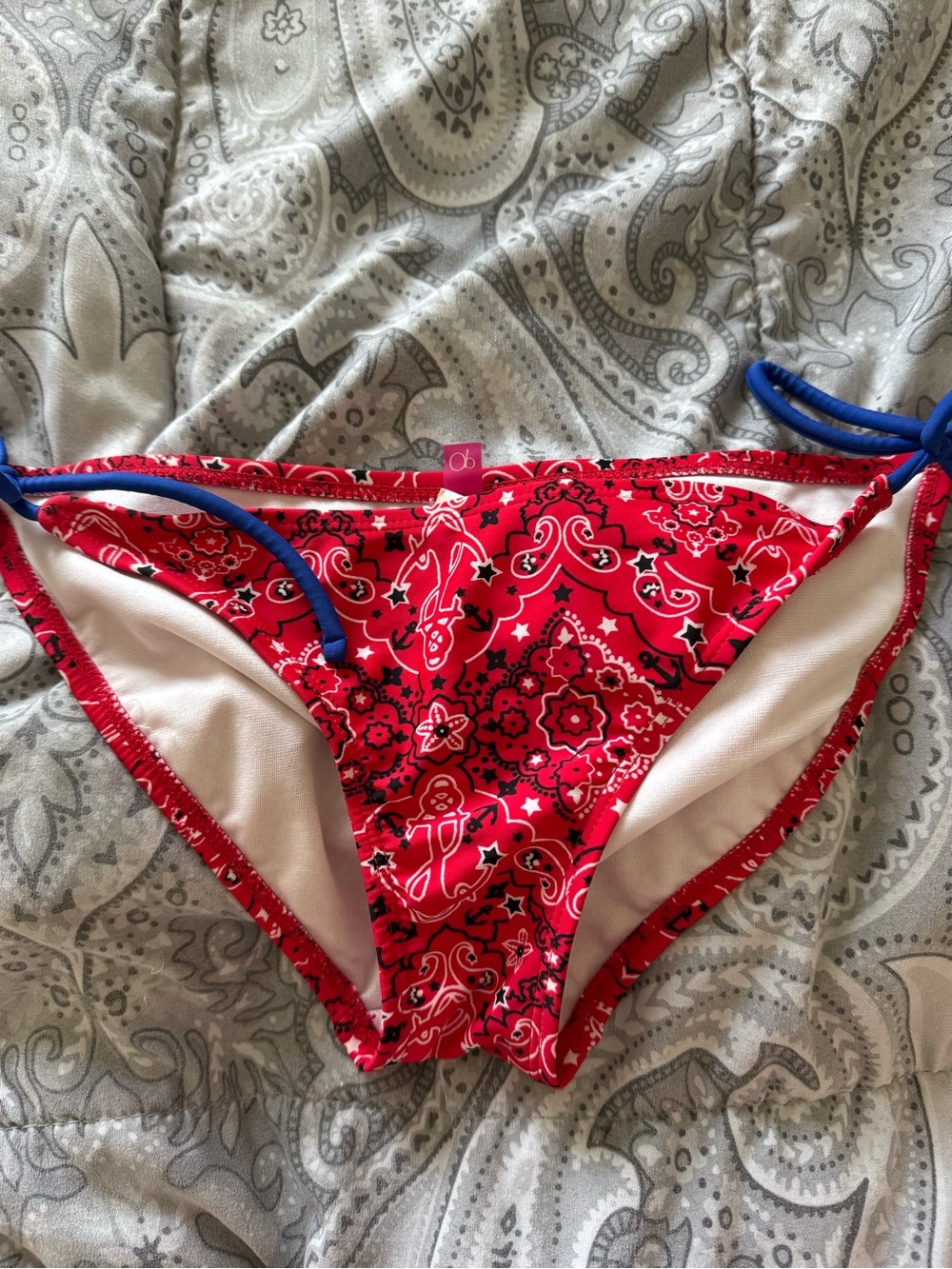 OP bikini bottom 
Size small 3-5
Red and blue